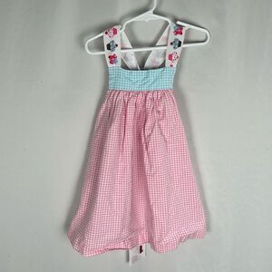Just Ducky Pink and Blue Gingham Sleeveless Cupcake Dress -Size 2